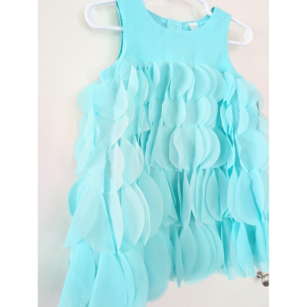 Cherokee Toddler Girls 2T Aqua Petal Tiered Sleeveless Dress Party Wedding New - Picture 4 of 8